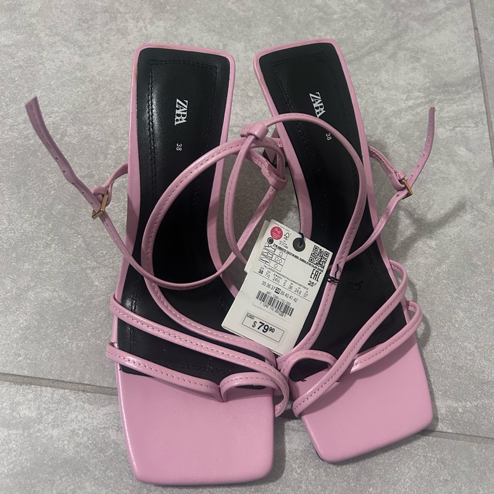 Zara Women's Pink Strappy Sandals